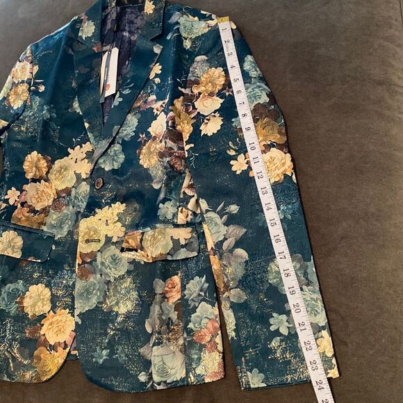 Men’s Jacquard Single Breasted Slim Fitted Suit Blazer Size 33 NWT - Picture 13 of 15